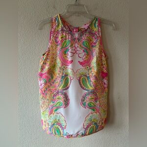 Lilly Pulitzer Iona Shell sleeveless tank blouse 100% silk paisley S‎